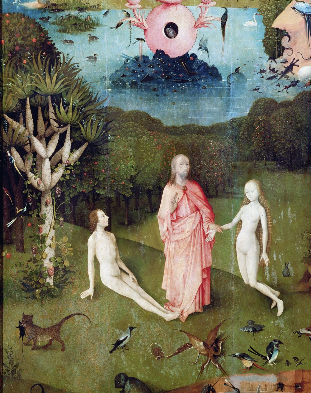 The Garden of Earthly Delights: The Garden of Eden, triptykens vänstra flygel, ca 1500 (detalj av 37912) av Hieronymus Bosch