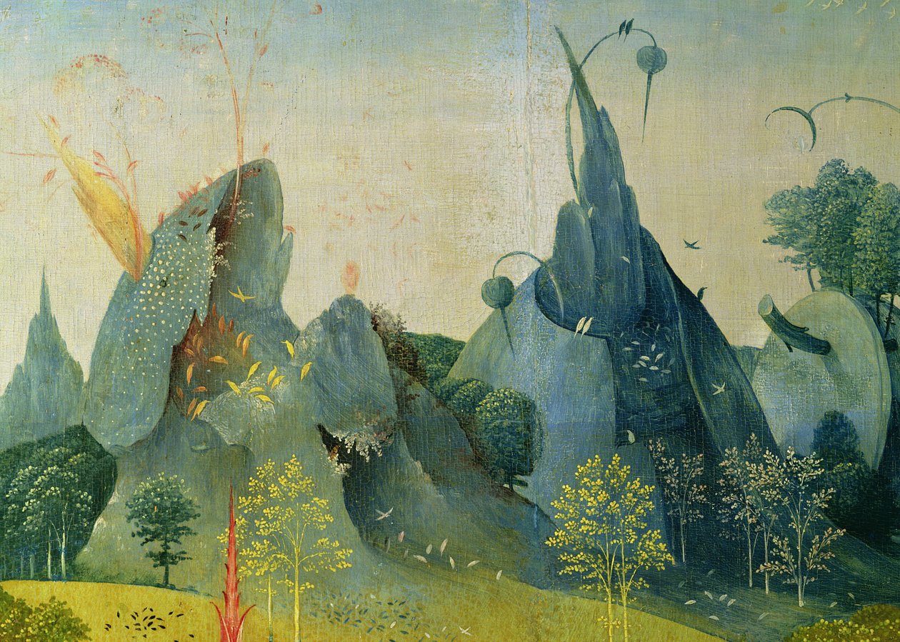 The Garden of Eden, detalj från den högra panelen i The Garden of Earthly Delights, ca 1500 (se 37912 och 146963) av Hieronymus Bosch