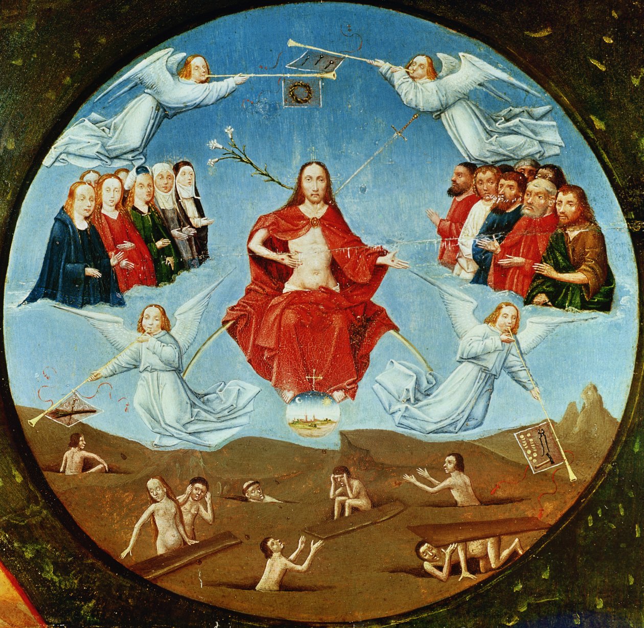 The Judgement, detalj från tabellen över de sju dödssynderna och de fyra sista sakerna, c.1480 av Hieronymus Bosch