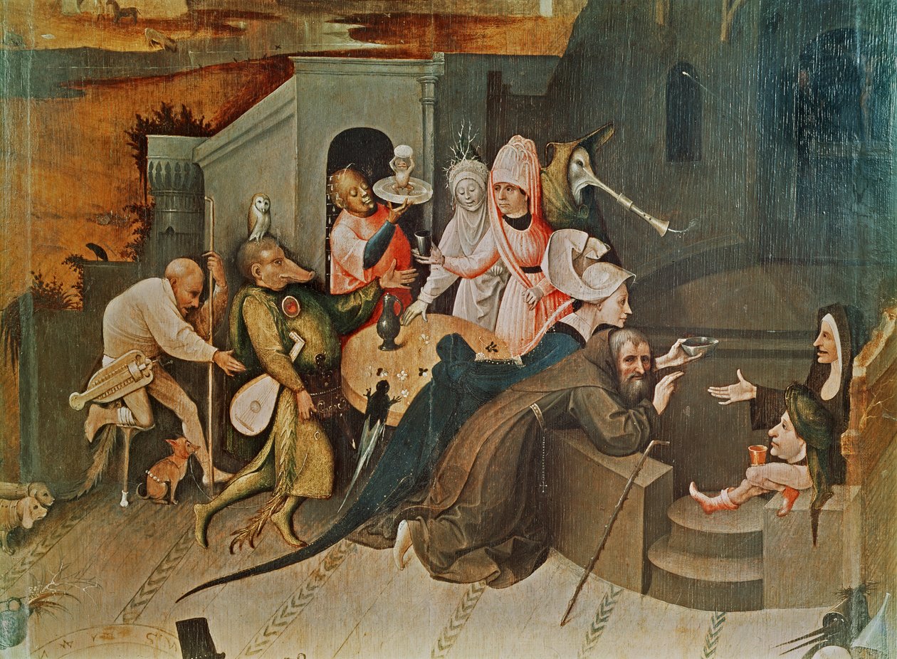 Triptyk av Sankt Antonius frestelse, detalj av den centrala panelen av Hieronymus Bosch