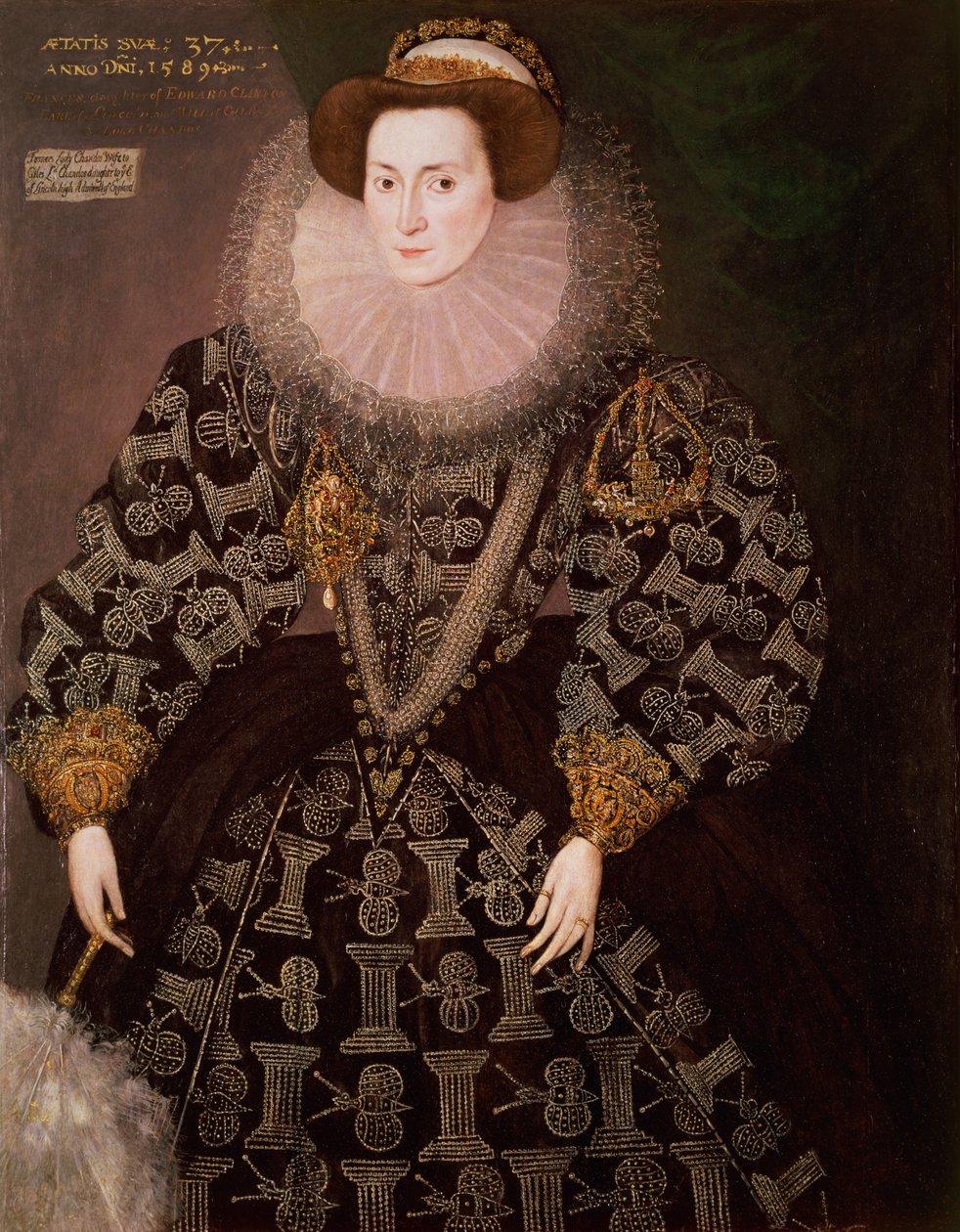 Frances Clinton, Lady Chandos (1552-1623), 1589 (olja på duk överförd från panel) av Hieronymus Custodis