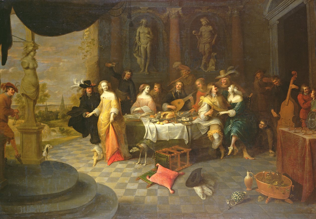 Figurer i en interiör av Hieronymus Janssens