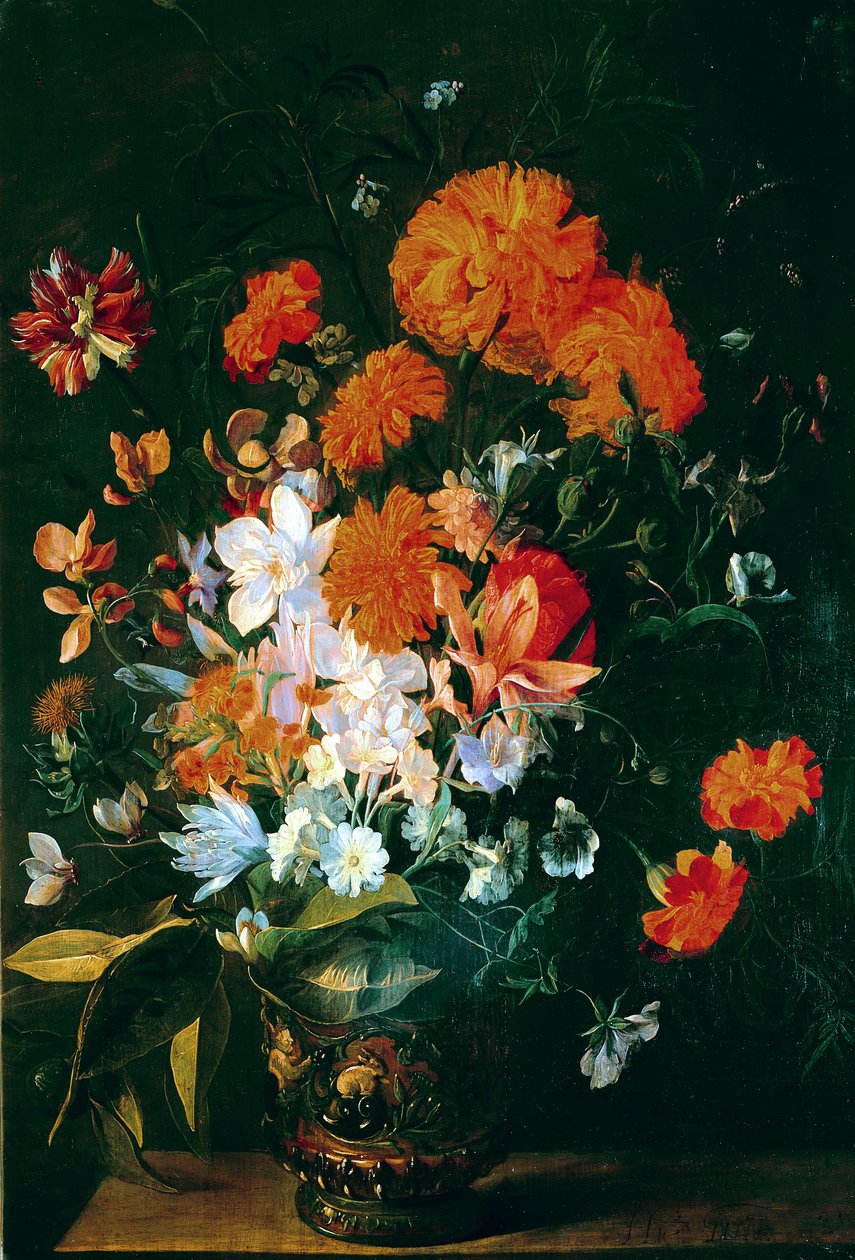 Vase med blommor av Hieronymus the Elder Galle