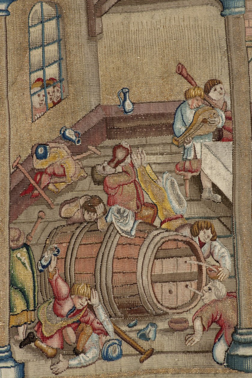 Gobeläng inspirerad av Hieronymus Boschs verk, ca 1560 (guld, silver, siden och ull) av Hieronymus (after) Bosch