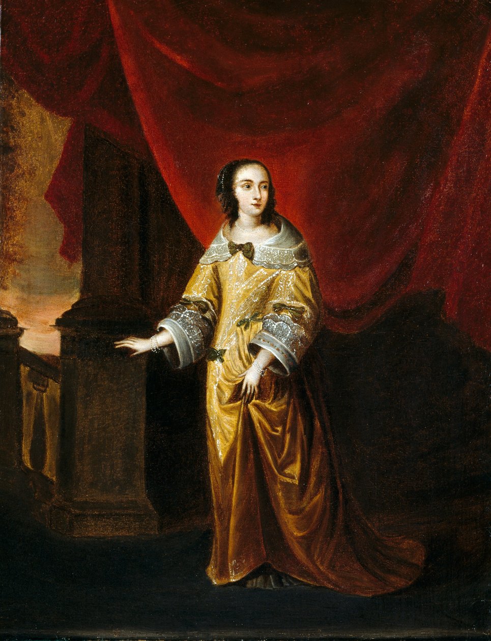 Porträtt av en dam (olja på duk) av Hieronymus (circle of) Janssens