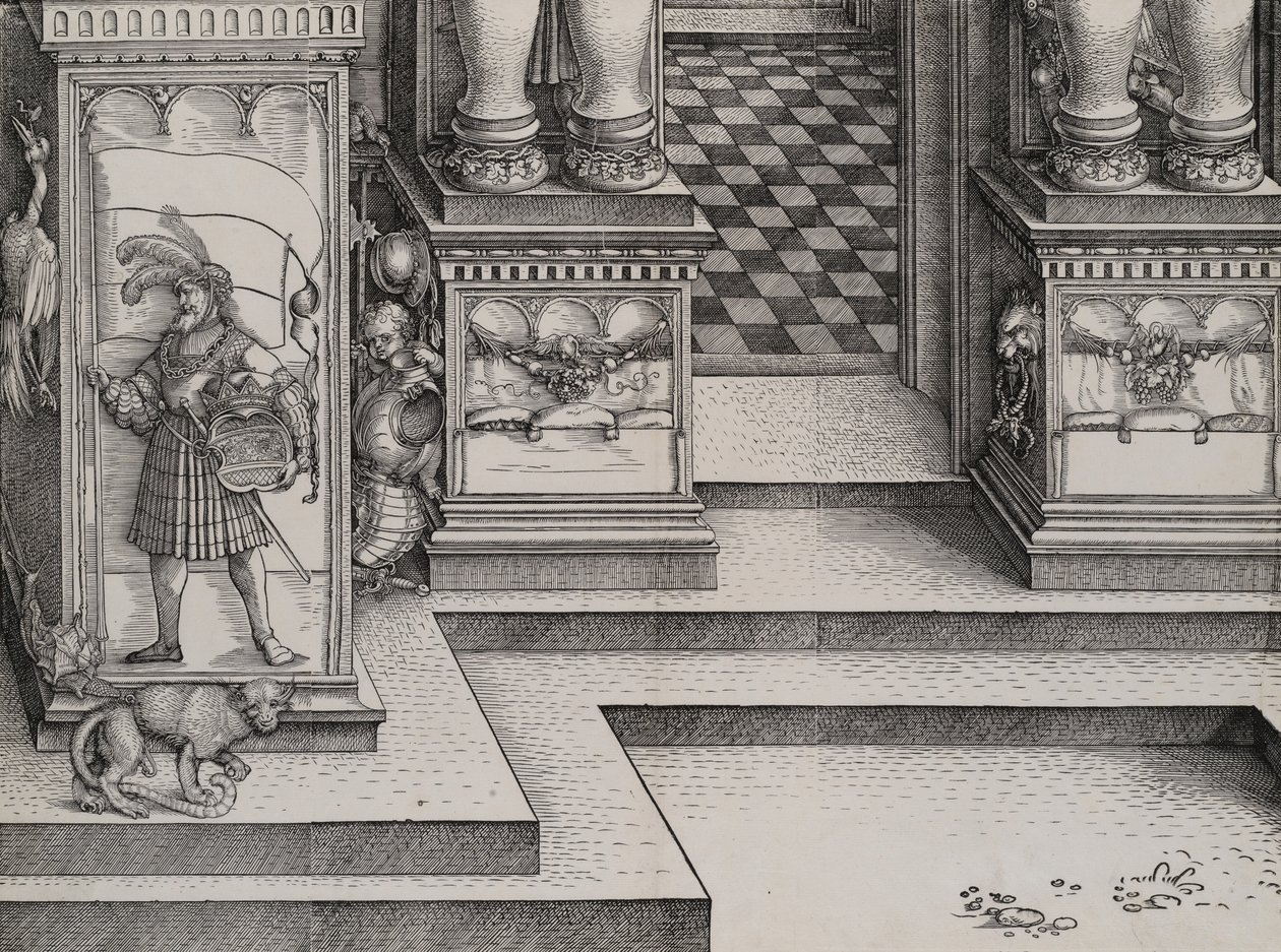 Nedre delen av ingången till den högra portalen Die Porten des Adels, och den yttre Ri..., 1515. av Hieronymus Andreae