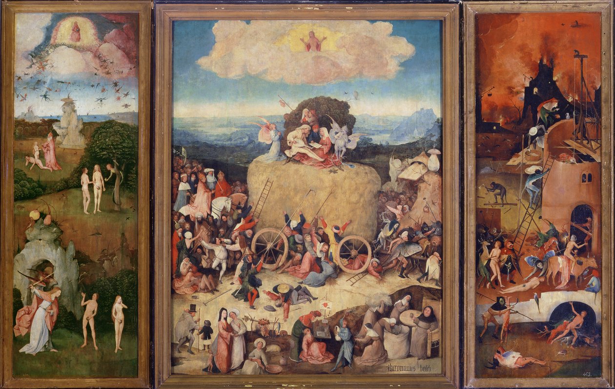 Haywain, 1515 (se også 37911)swed av Hieronymus Bosch