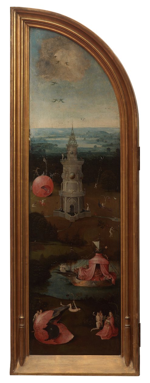 最後の審判の左パネル（パネルに油彩）スウェーデン語 av Hieronymus Bosch