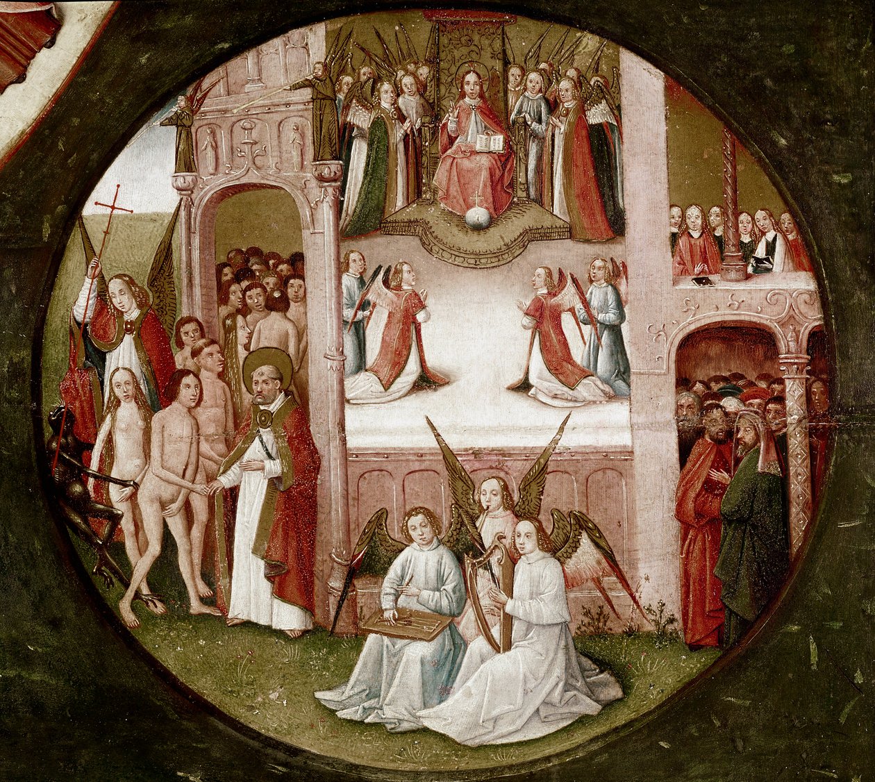 Paradis. Detalj av De sju dödssynderna och de fyra sista sakerna (olja på panel av Hieronymus Bosch
