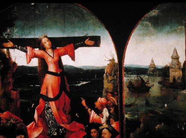 St. Liberata triptyk (olja på panel) (detalj av 165417) av Hieronymus Bosch