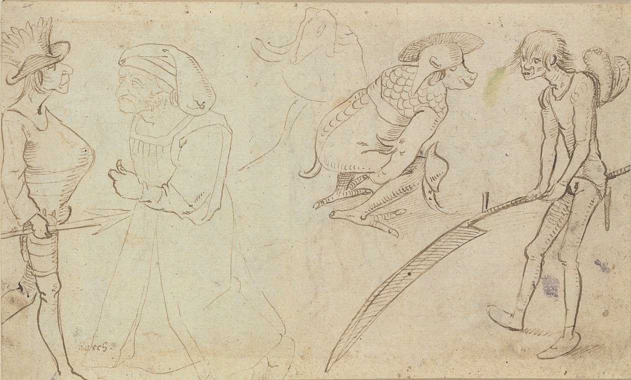 Studier av groteska gestalter av Hieronymus Bosch