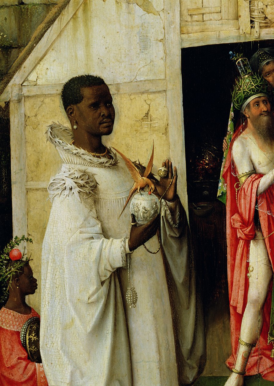 The Adoration of the Magi: detalj av kung Balthazar från den centrala panelen av triptyken, 1510 av Hieronymus Bosch