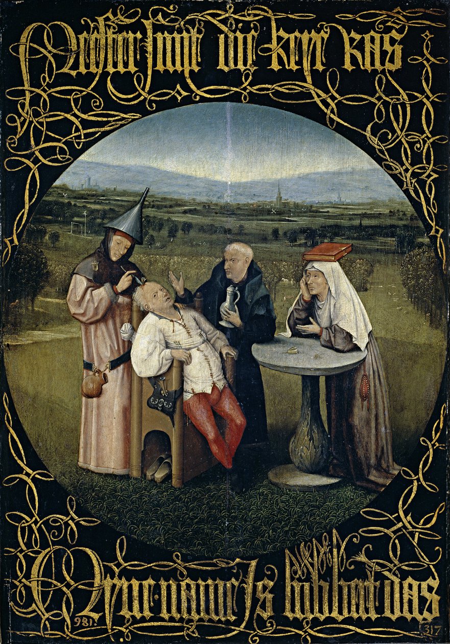 The Cure of Folly Extraction of the Stone of Madness, mellan 1488 och 1516 av Hieronymus Bosch
