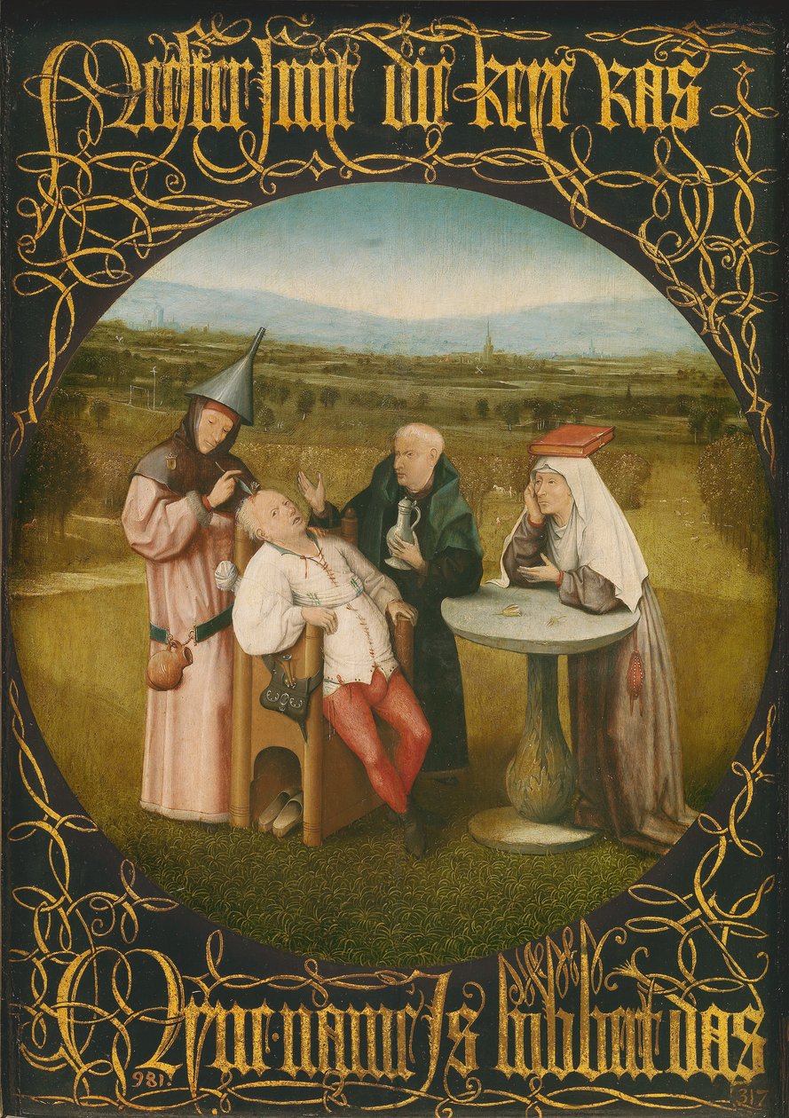 The Cure of Folly, c.1494 (olja på panel) av Hieronymus Bosch