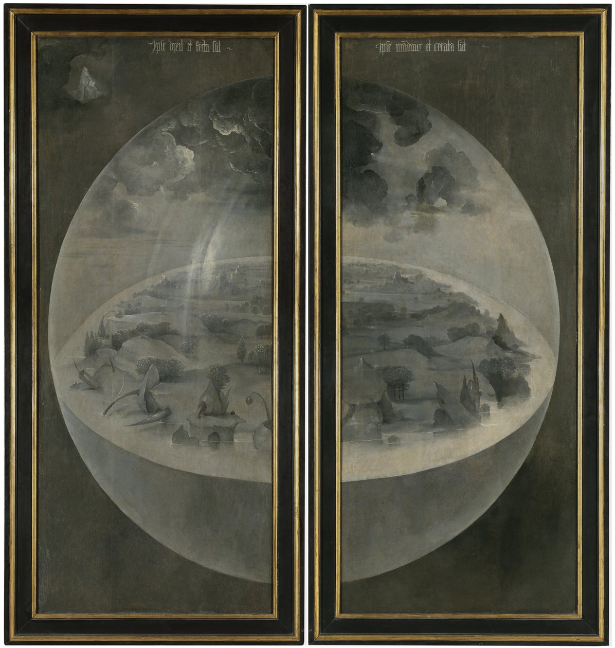 The Garden of Earthly Delights. Triptyk, omvänd: Skapelsen av Hieronymus Bosch