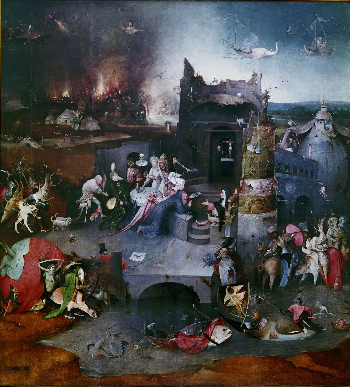The Temptation of Saint Anthony Central panel av en triptyk, mellan 1495 och 1515 av Hieronymus Bosch
