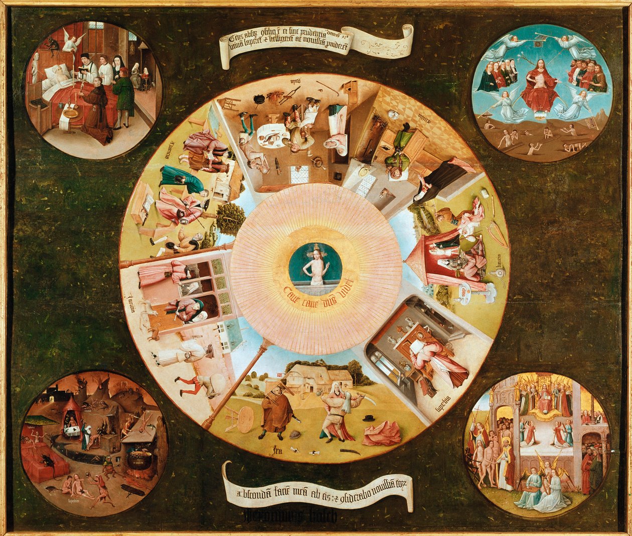 Tabellen över de sju huvudstadsfisket(olja på panel av Hieronymus Bosch
