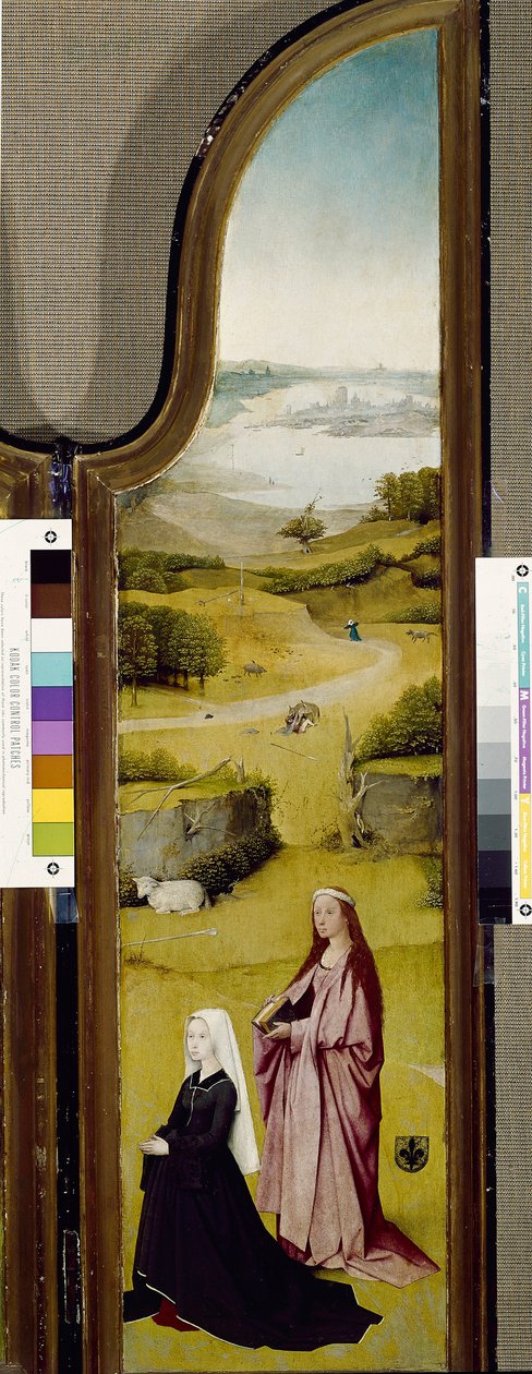 Trettondagstriptyk, med St Agnes av Rom och givare (olja på panel av Hieronymus Bosch