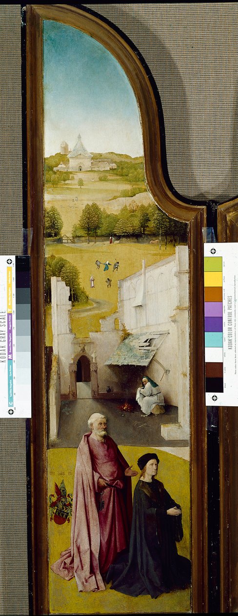 Trettondagstriptyk med Peter och donator (olja på panel av Hieronymus Bosch