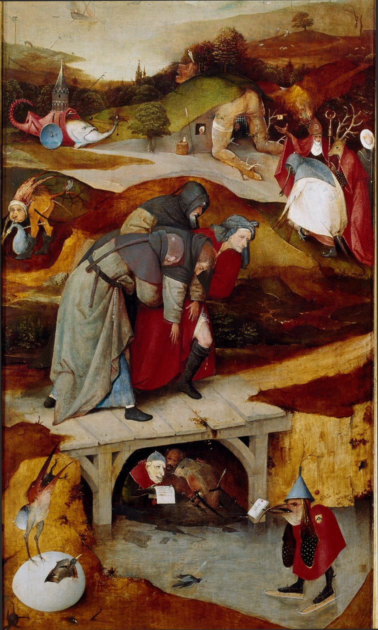 Triptyk av frestelser (detalj) 1505-1506 (olja på duk) av Hieronymus Bosch