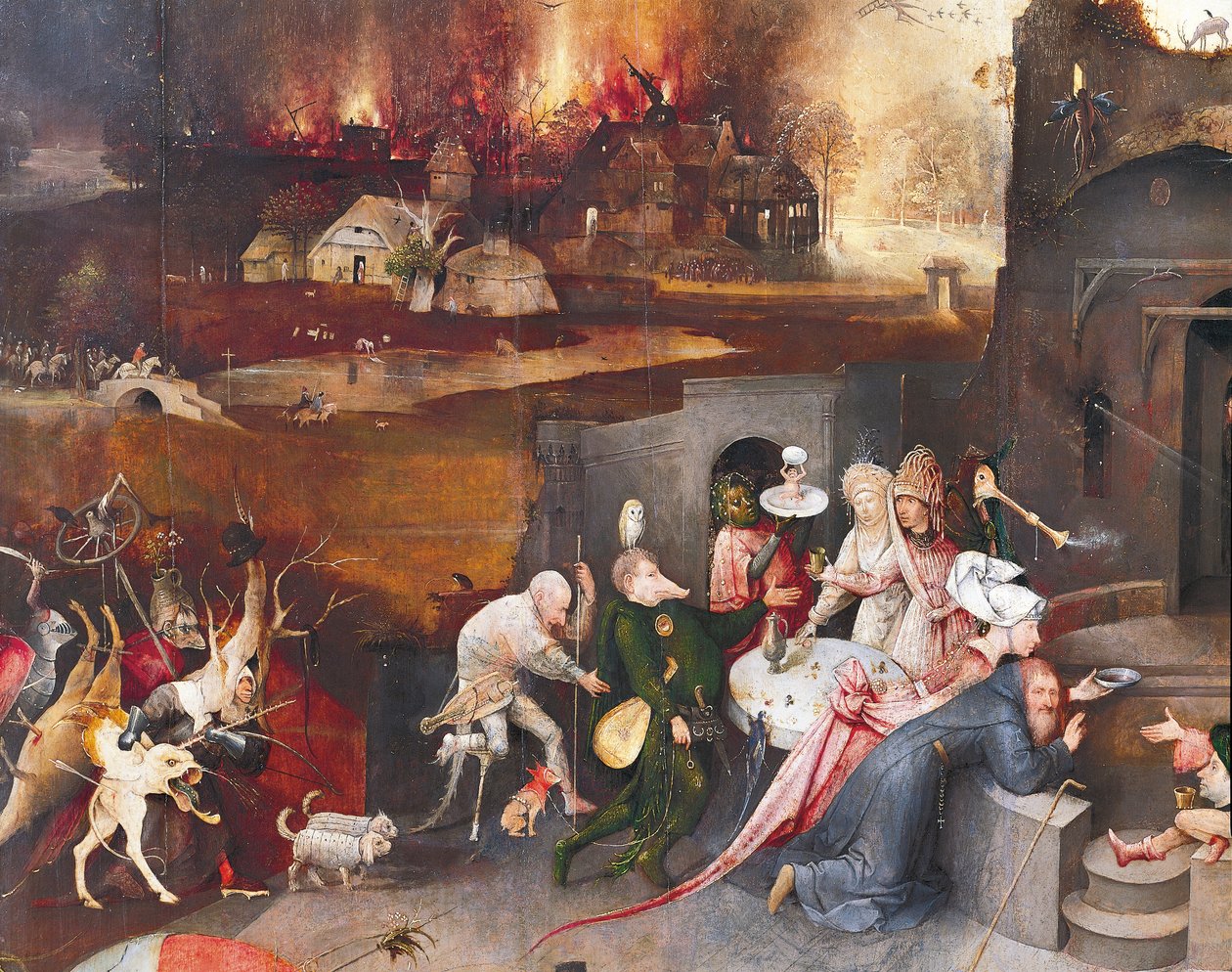Triptyk av den helige Antonius frestelse (mittpanelen) av Hieronymus Bosch