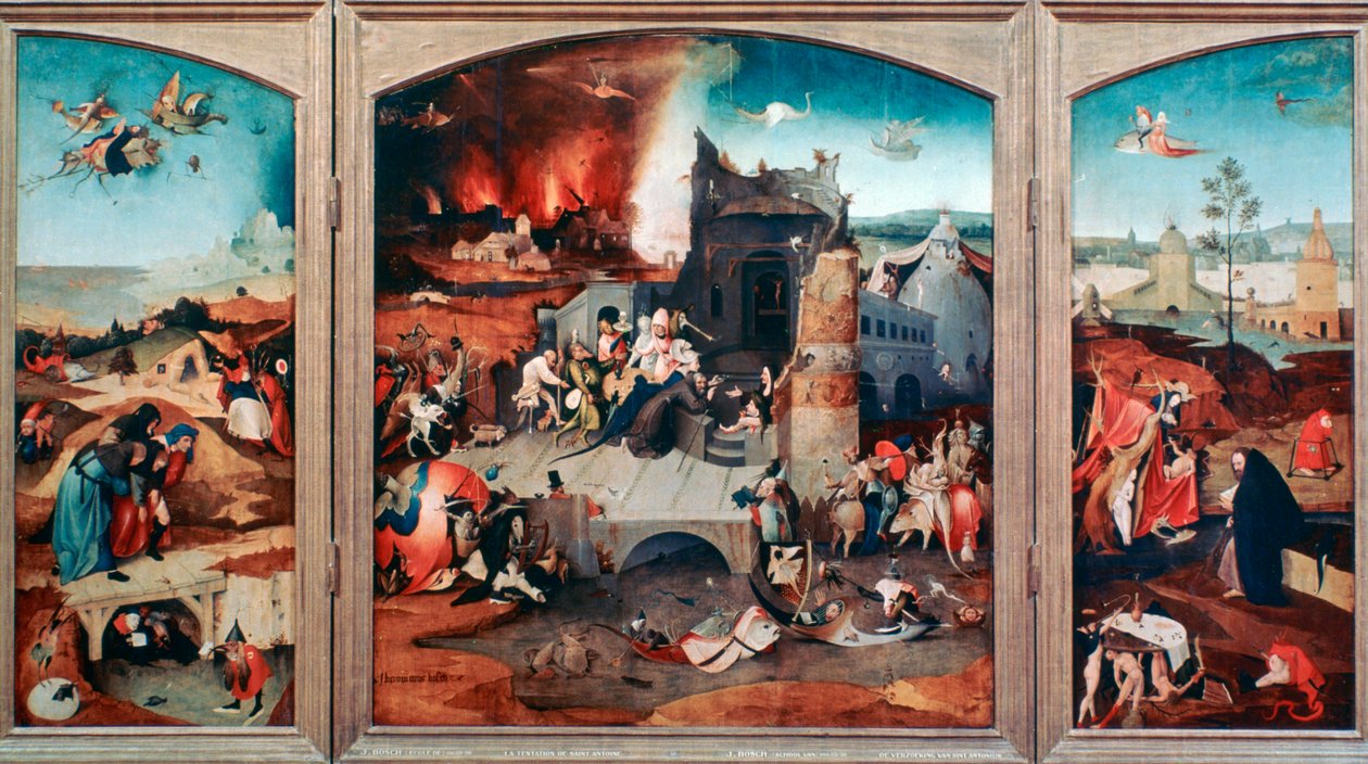 Triptyk av Sankt Antonius frestelse, c1480-1516 av Hieronymus Bosch