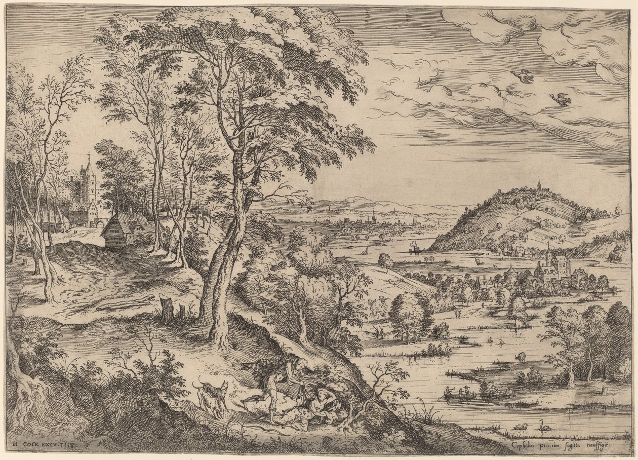 Cephalus och Procris av Hieronymus Cock