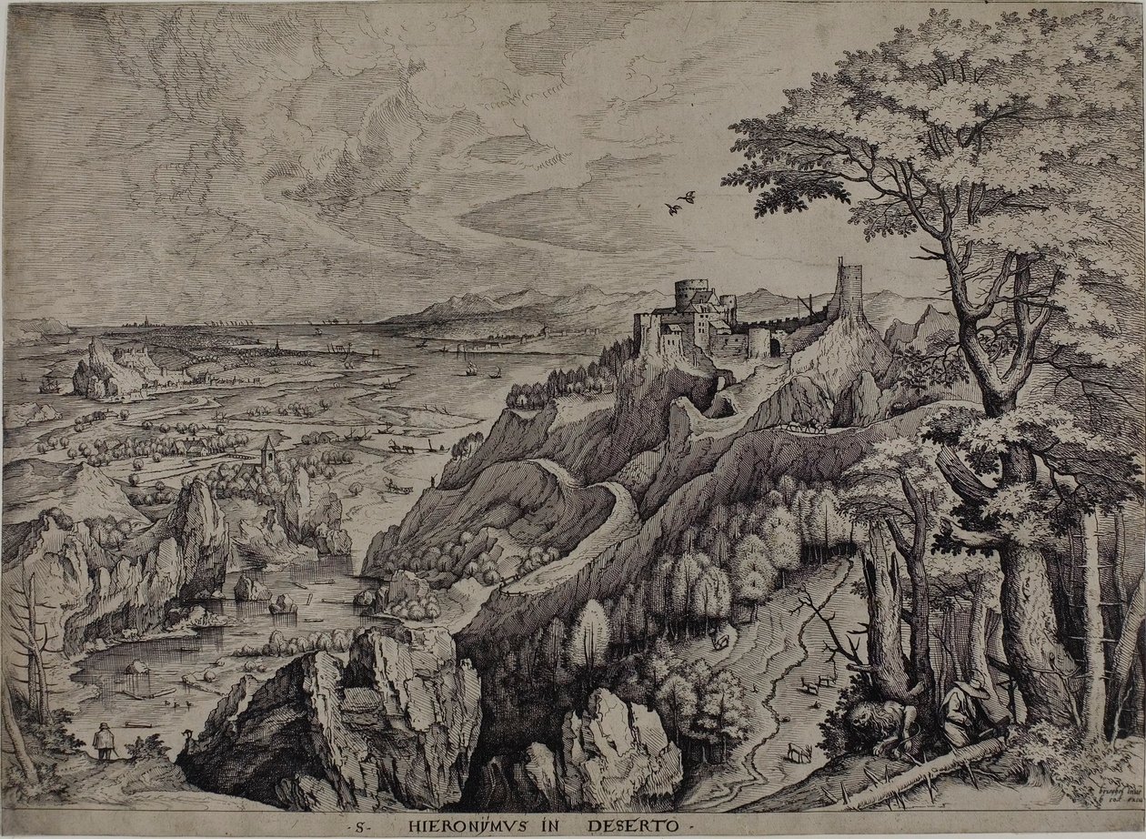 Saint Hieronymus i öknen av Hieronymus Cock