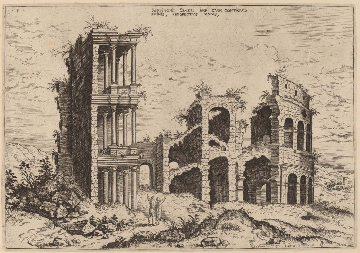 Septizonium och Colosseum av Hieronymus Cock
