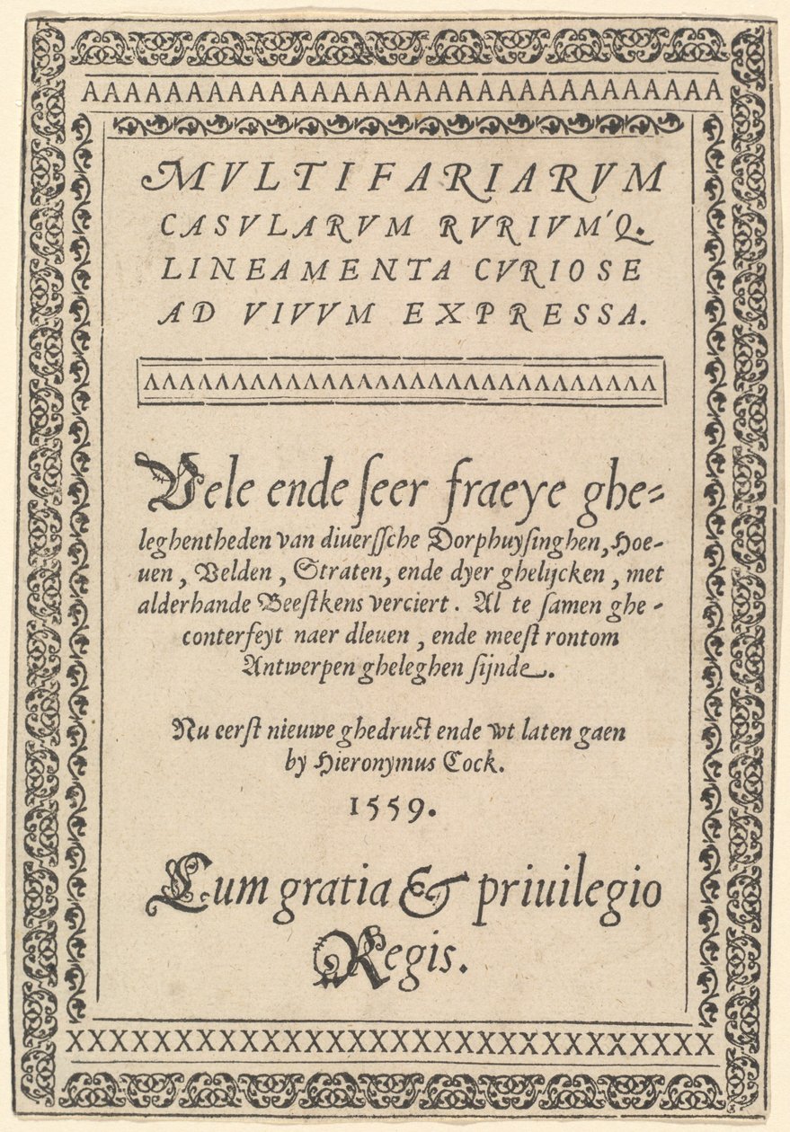 Titelsidan till ”Multifariarum Casularum” av Hieronymus Cock