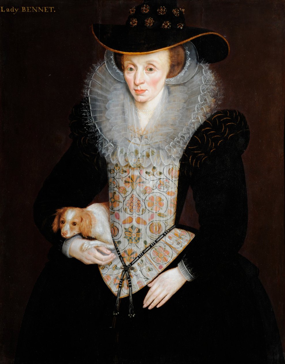 Porträtt av Lady Bennet, ca 1590 (olja på panel) av Hieronymus Custodis