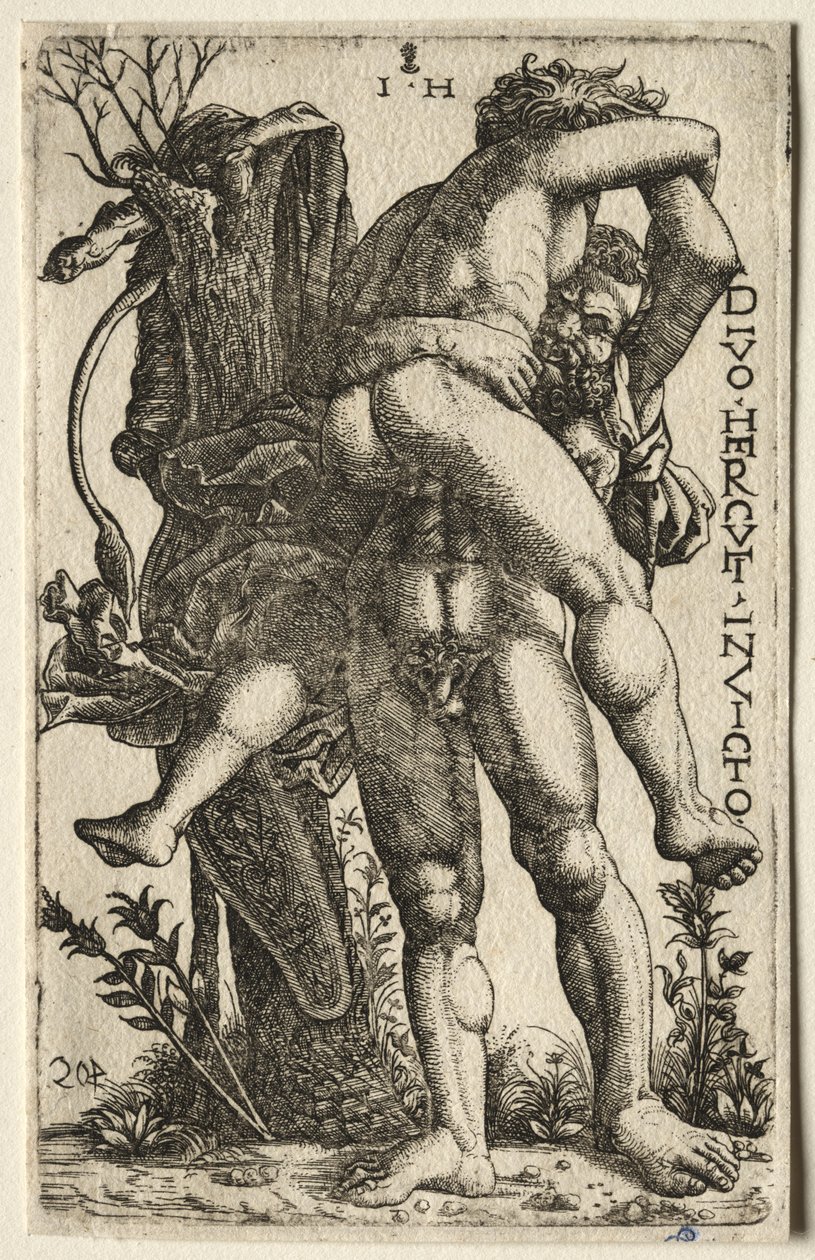 Hercules och Antaeus av Hieronymus Hopfer