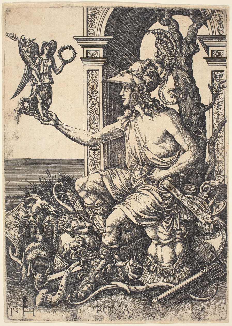 Personifiering av Rom av Hieronymus Hopfer after Giovanni Battista Palumba