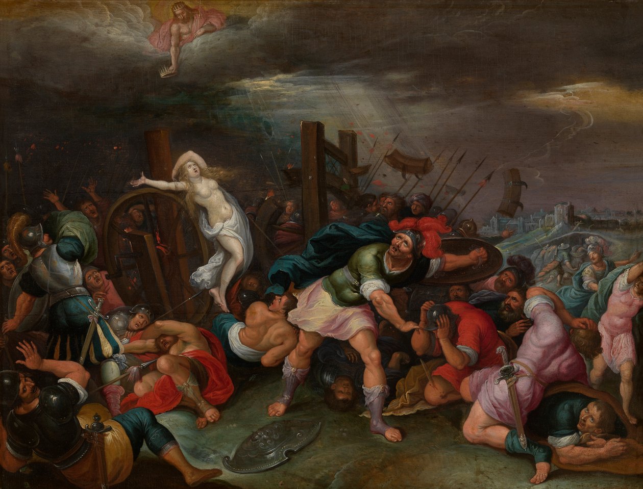 Sankta Katarina av Alexandrias martyrskap (olja på panel) av Hieronymus II Francken