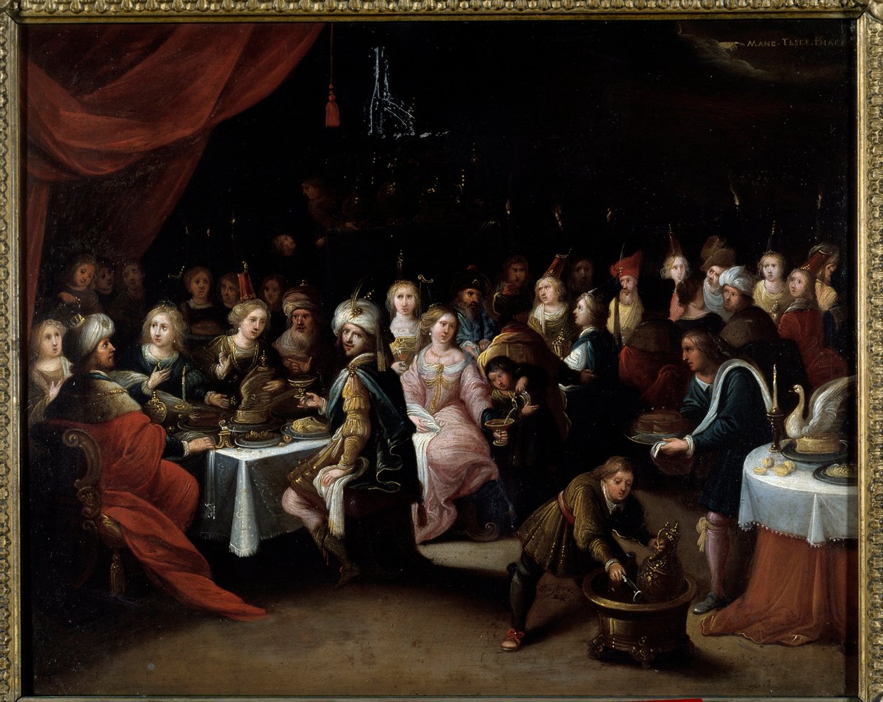 Canas bröllop Målning av Hieronimus (Hieronymus eller Jerome) Franck (1578-1628) Toulouse musee des Augustins från 1600-talet av Hieronymus II Francken