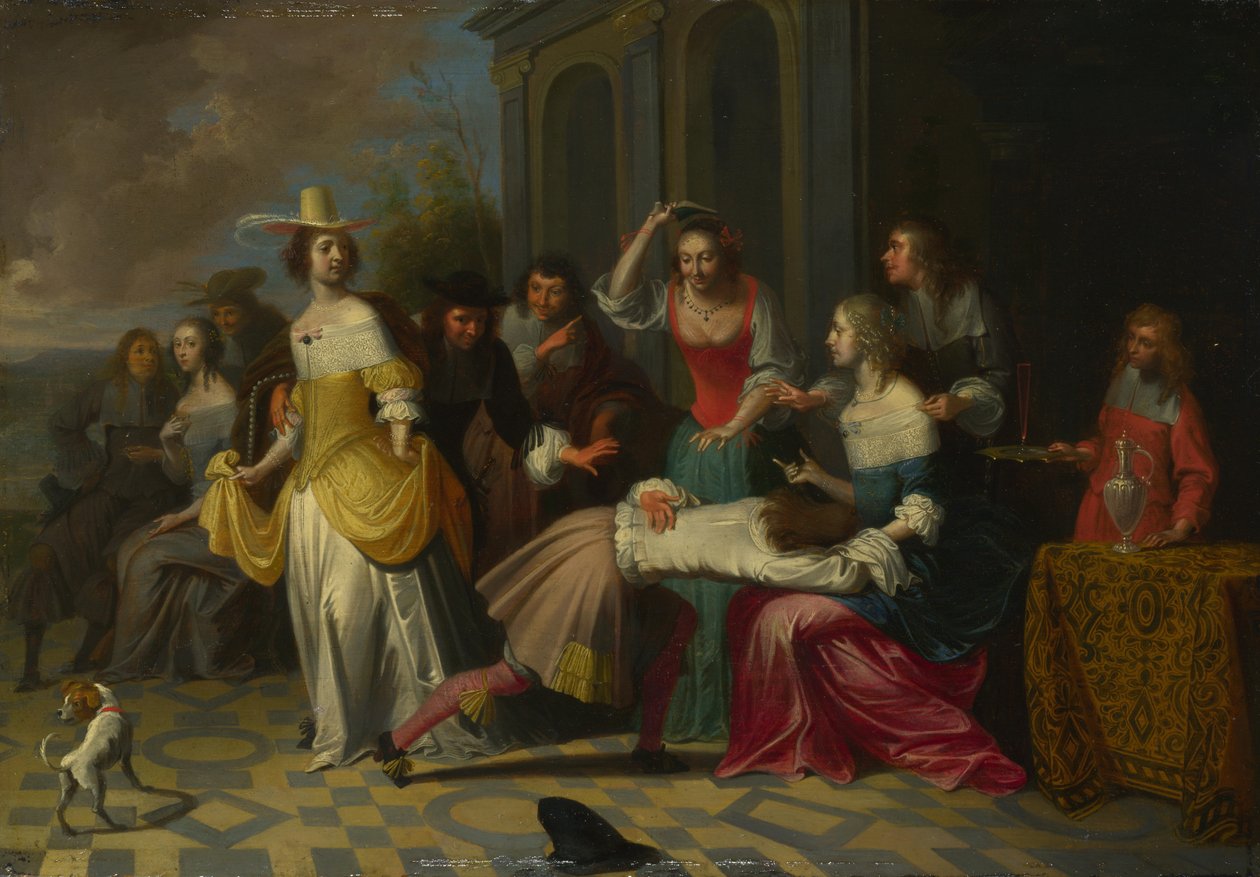 Mina damer och herrar spelar La Main Chaude, ca. 1655-1665 av Hieronymus, Janssens