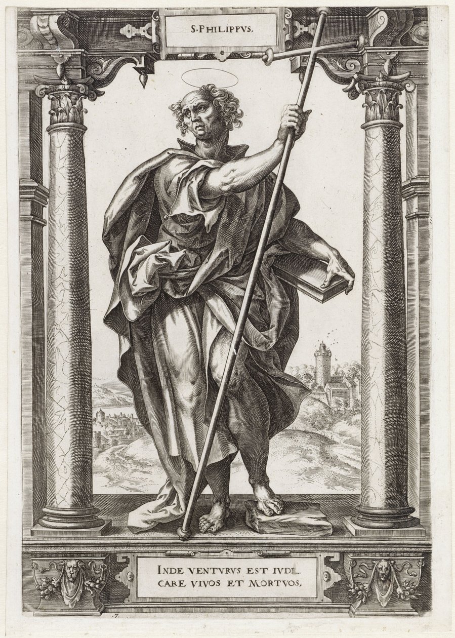 Sankt Filip S. Philippvs (titel på objekt) Kristus och de tolv apostlarna och St. Paulus (serietitel) av Hieronymus Wierix