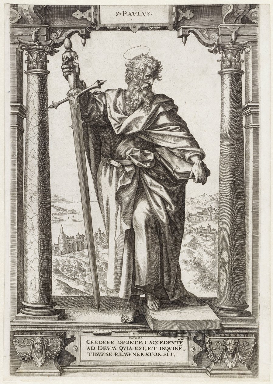 Sankt Paulus av Tarsus S. Pavlvs (titel på objekt) Kristus och de tolv apostlarna och St. Paulus (serietitel) av Hieronymus Wierix