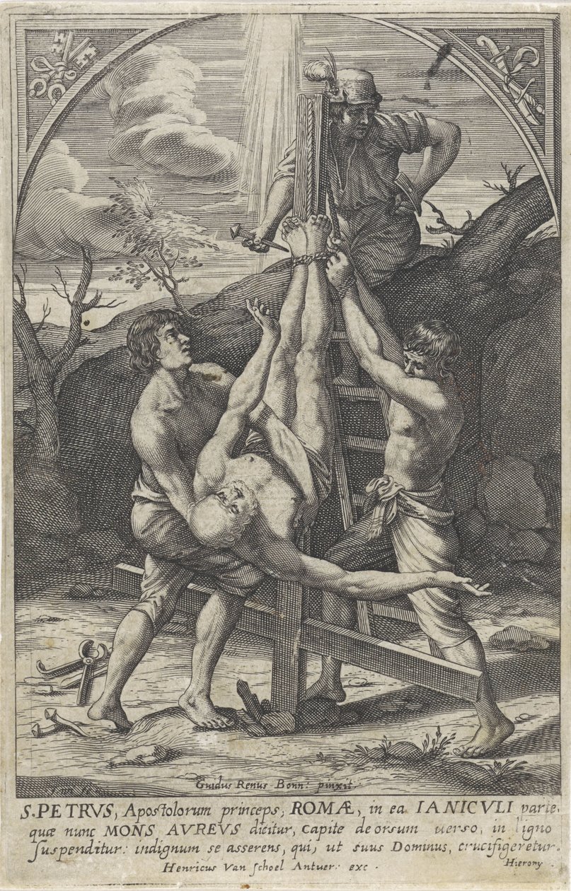 Korsfästelsen av Peter av Hieronymus Wierix