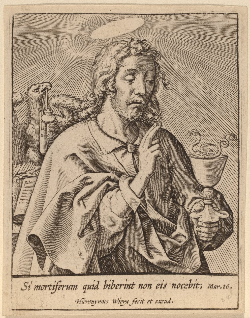 Om de drack det som var dödligt... (Sankt Johannes evangelisten) av Hieronymus Wierix