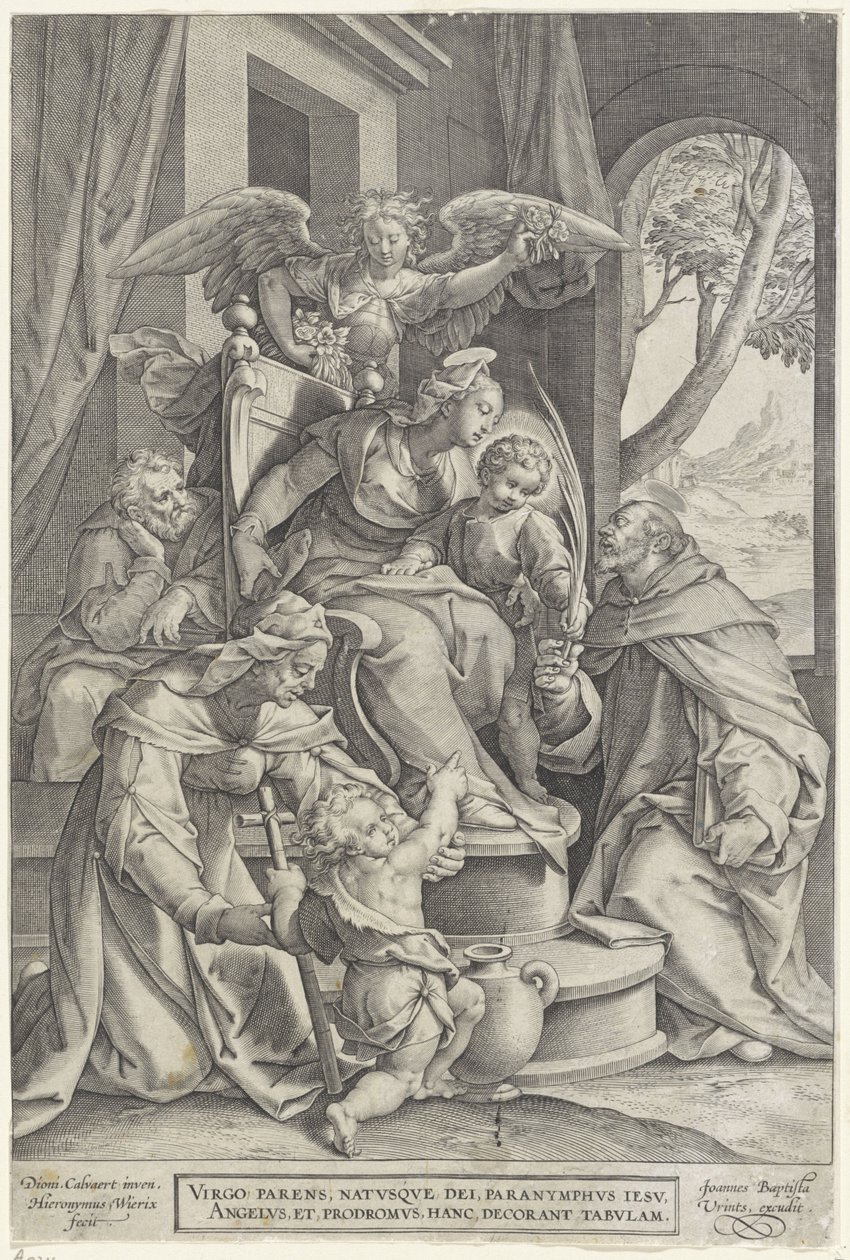 Helig familj med Elizabeth och Johannes döparen, efter Denys Calvaert, 1563 - före 1611 av Hieronymus or Jerome Wierix