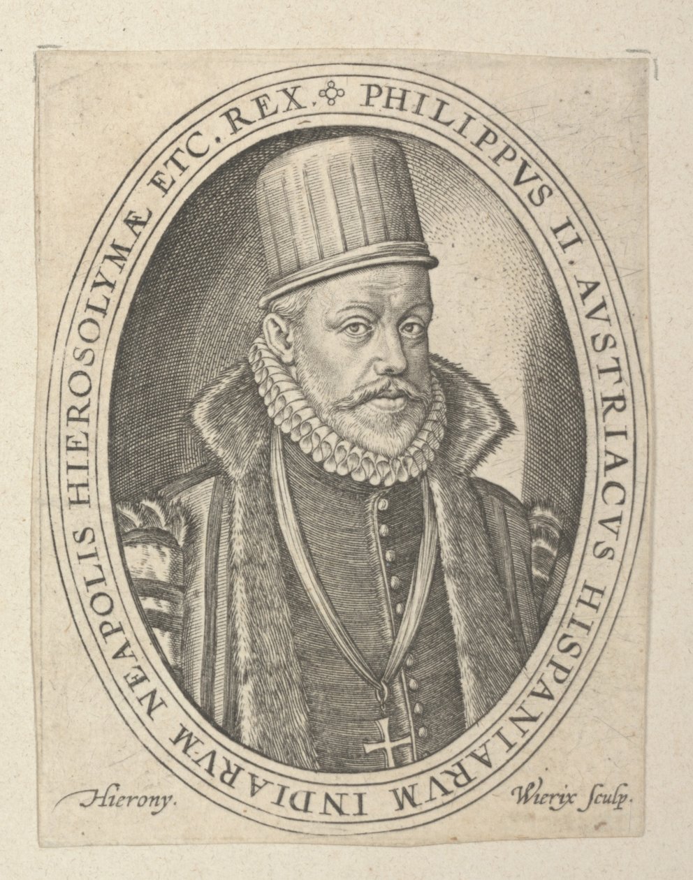 Filip II av Spanien, slutet av 1500-talet och början av 1600-talet (gravyr). av Hieronymus or Jerome Wierix