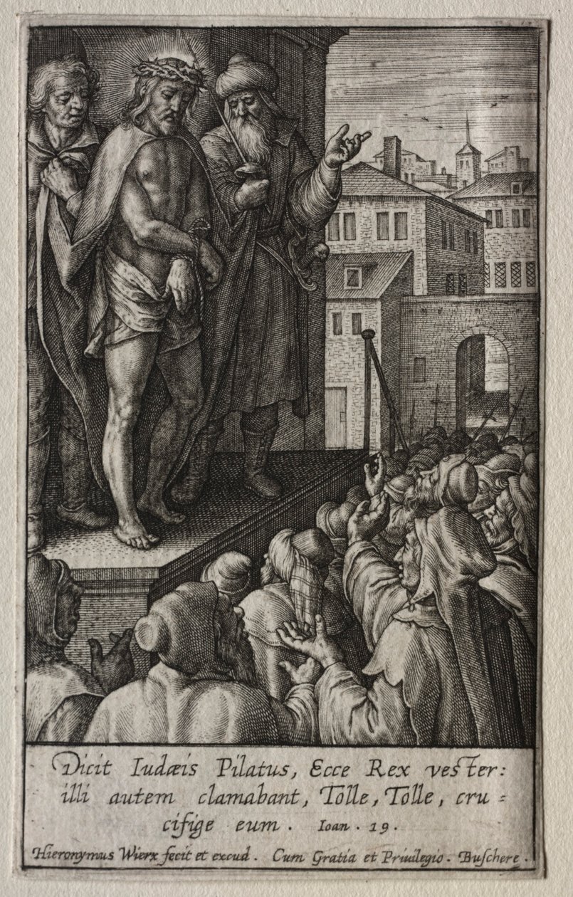 Passionen: Kristus presenteras för folket. av Hieronymus or Jerome Wierix