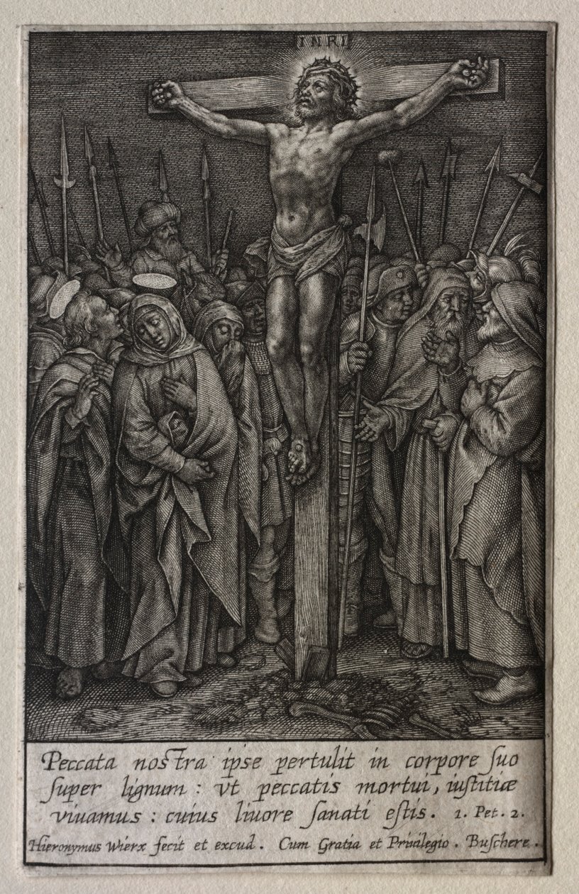 Passionen: Korsfästelsen. av Hieronymus or Jerome Wierix