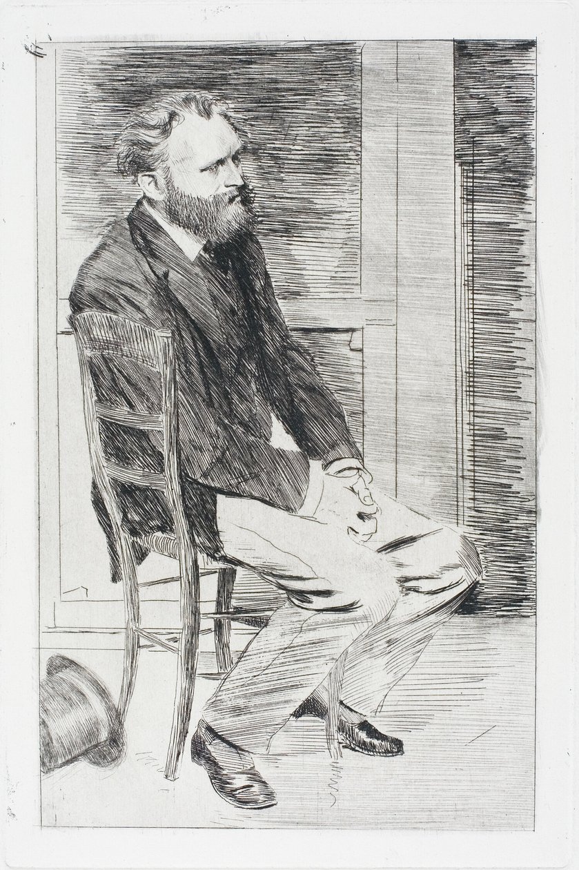 Manet sittande, vänd åt höger av Hilaire Germain Edgar Degas