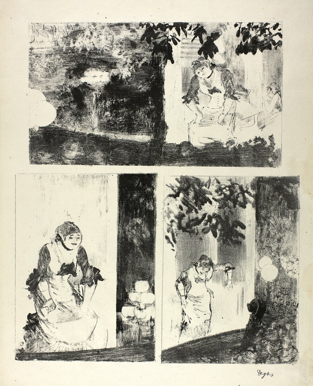 Mlle Bécat på Café des Ambassadeurs: Tre motiv av Hilaire Germain Edgar Degas