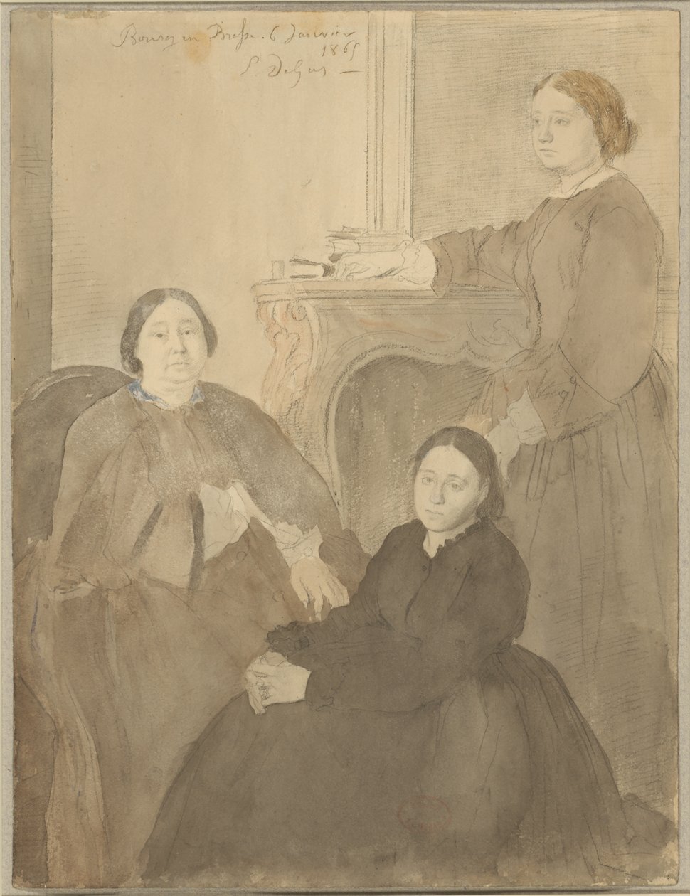 Mme Michel Musson och hennes döttrar Estelle och Désirée av Hilaire Germain Edgar Degas