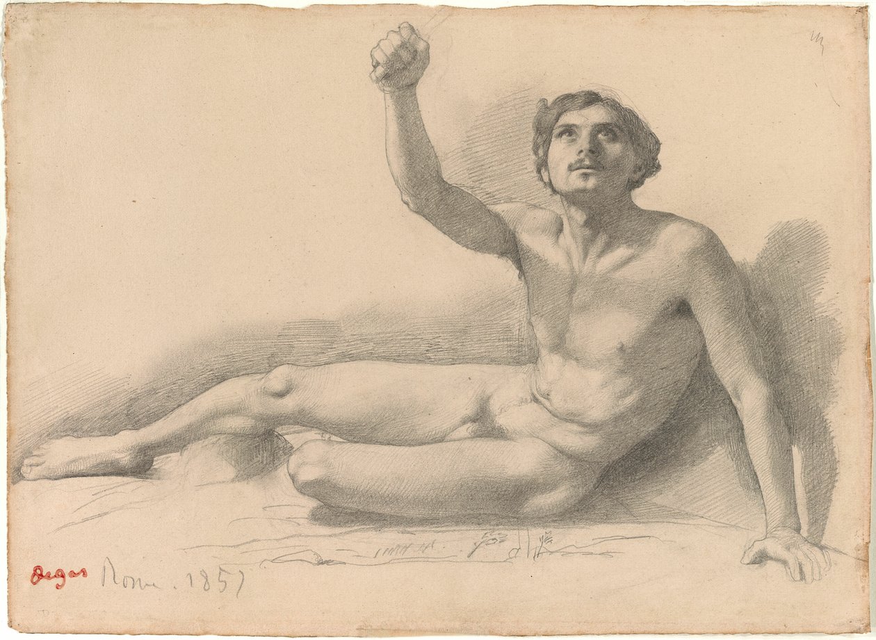 Studie av en manlig nakenbild av Hilaire Germain Edgar Degas