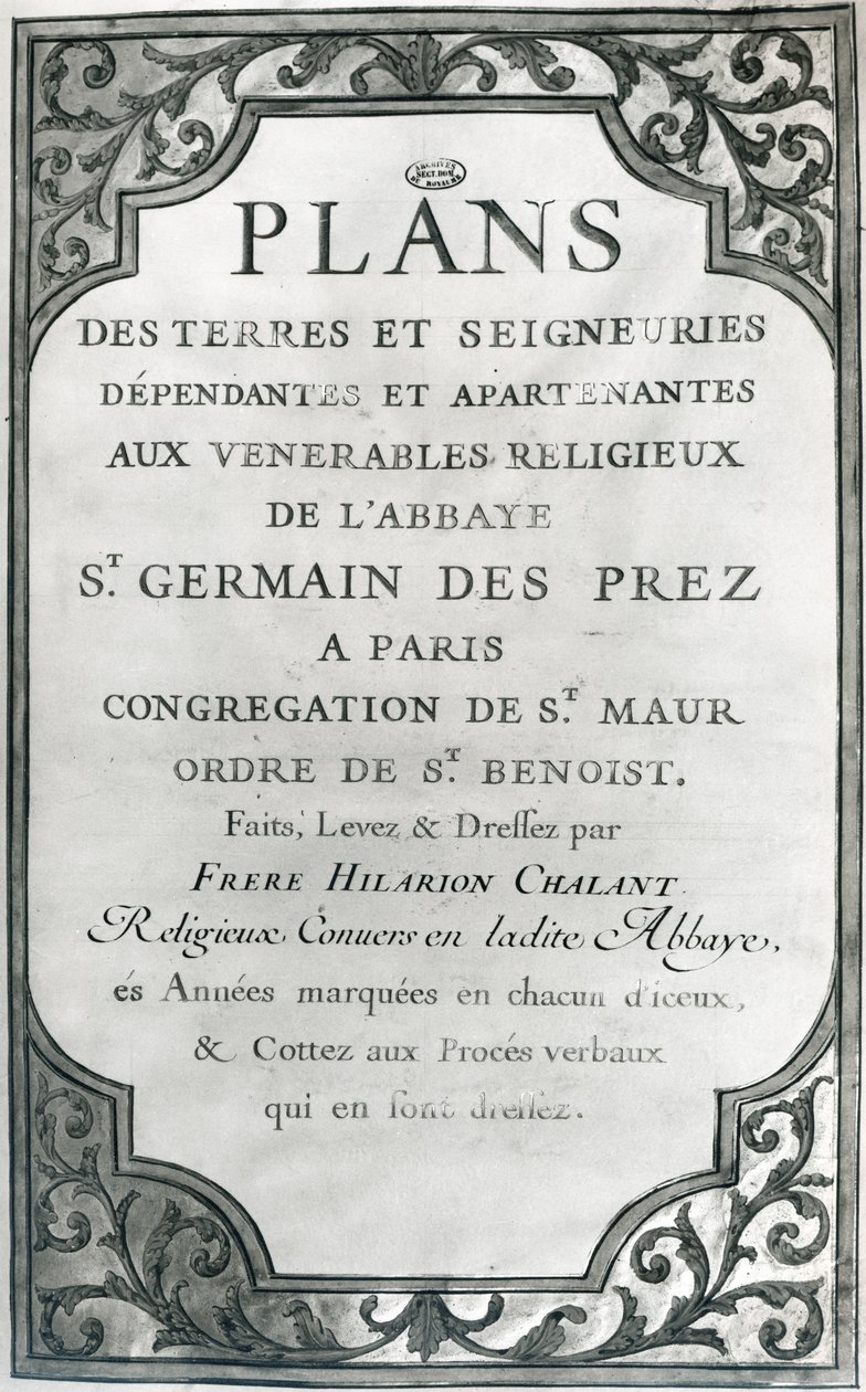 Frontispice till "Plans des terres et seigneuries de l