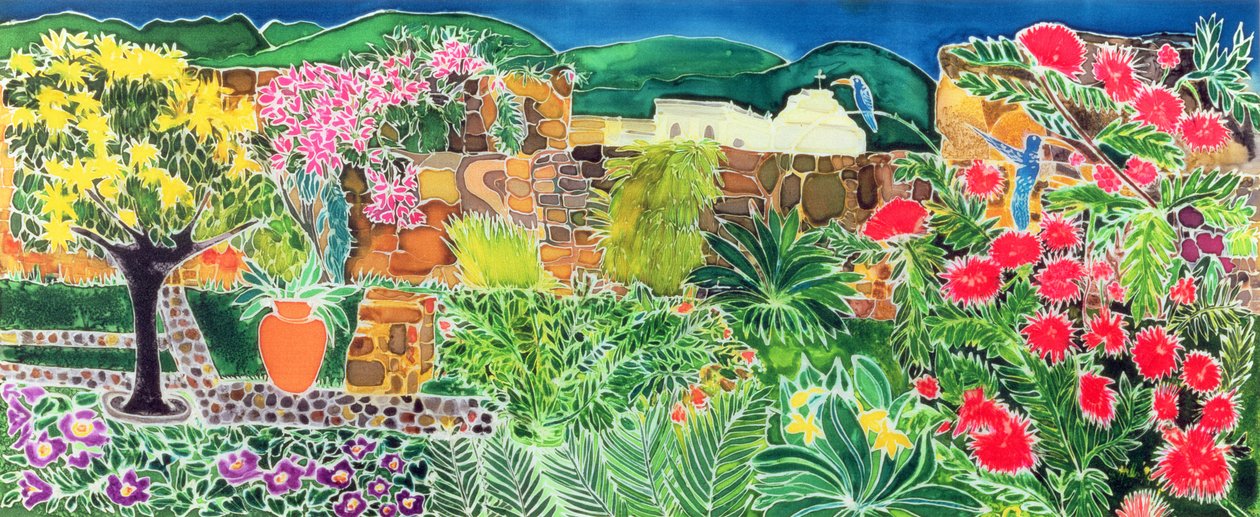 Convent Gardens, Antigua, 1993 (färgat bläck på siden) av Hilary Simon